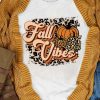 White Fall Vibes Pumkin Leopard Graphic Tee