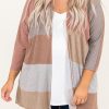 Multicolor Plus Size Colorblock Knit Cardigan