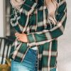 Green Drop Shoulder Plaid Casual Shirt