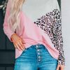 Leopard Colorblock Splicing Off The Shoulder Top