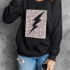 Leopard Lightning Pint Drop Shoulder Crew Neck Sweatshirt