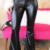 Black Faux Leather Flare Pants