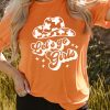 Orange Let's Go Girls Cowgirl Hat Graphic T Shirt