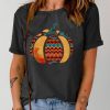 Black Tribal Fun Pumpkin Graphic Print Casual T Shirt