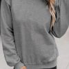 Gray Plain Crew Neck Pullover Sweatshirt