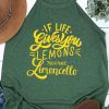 Green Letters Printed Round Neck Graphic Tank Top