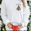 Leopard Christmas Tree Letter Print Pullover Sweatshirt