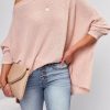 Pink Waffle Knit Eyelet Long Sleeve Blouse