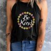 Black Be Kind Floral Print Crew Neck Tank Top