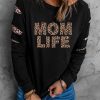 Black Leopard MOM LIFE Ripped Sleeve Top