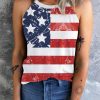 American Flag Printed O-neck Graphic Tank Top