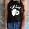 Black Lemons Graphic Summer Halter Tank Top