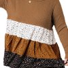 Plus Size Knit Dotted Print Tiered Top With Ruffle