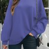 Blue Plain Drop-shoulder Pullover Sweatshirt