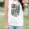 White Casual National Flag Print Cut Out Graphic Tank Top