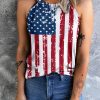 American Flag Pattern Printed O-neck Slim Fit Tank Top