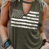 Green Cutout American Flag Print Tank Top