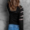 Black MAMA Leopard Lightning Print Cut-out Long Sleeve Sweatshirt