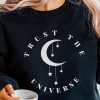 Black Trust The Universe Starmoon Graphic Sweatshirt