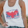 White American Flag Eagle Letter Print Graphic Tank Top