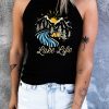 Black Lake Life Mount Graphic Print Ribbed Tank Top