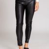 Black Exposed Seam Detail Faux Leather Pants