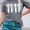 Gray 11:11 Graphic Casual Short Sleeve T Shirt