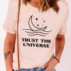 Pink Trust The Universe Moon Boat Star Print T Shirt