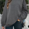 Gray Plain Drop-shoulder Pullover Sweatshirt