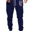 Blue Letter US Flag Print Drawstring Elastic Waist Men's Sweatpants