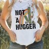 White Not A Hugger Cactus Print Ripped Graphic Tank Top