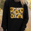 Sunflower Print Long Sleeve Pullover Sweatshirt