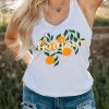 White Bonjour Orange Graphic Print Tank Top