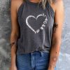 Gray Camp Graphic Heart Shape Printed Slim-fit Tank Top