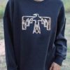 Bird Shape Print O Neck Drop Shoulder Sweatshirt