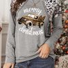 Leopard Letter Christmas Graphic Print Pullover Top