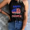 Black American Flag HAPPY CAMPER Car Printed Graphic Tank Top