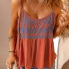 Boho Pattern Embroidery Spaghetti Strap Cami Top