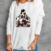 White Round Neck Print Long Sleeve Sweatshirt