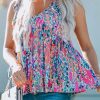 Boho Pattern Print Flounce V Neck Tank Top