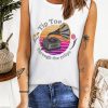 White Tip Toe Through The Tulips Graphic Sleeveless Top