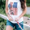 White Patriotic Sunflower US Flag Tank Top