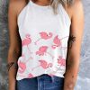 White Flamingo Print Here And There Casual Tank Top