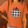 Orange Pliad Pumpkin Graphic Casual T Shirt