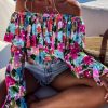 Floral Print Ruffled Off Shoulder Blouse