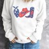 Scarf Hat Boot Print White Sweatshirt