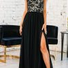 Black Crisscross Backless Lace Chiffon Maxi Dress