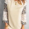 Apricot Leopard Print Bubble Sleeve Top