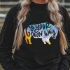 Black Letters And Cow Graphic Pullover Sweatshirt