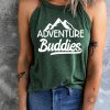 Green Adventure Buddies Mountain Print Graphic Tank Top